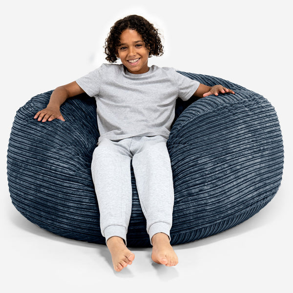 Ultra Komfortabel 'Super Størrelse Saccosekk for Barn 6-14 år - Kordfløyel Marineblå 01
