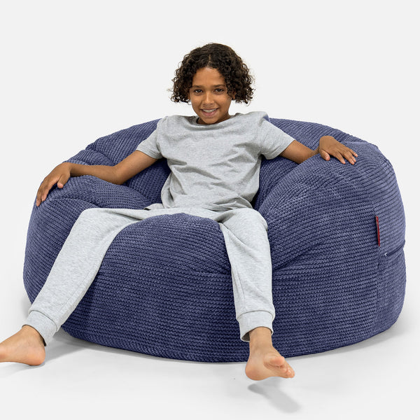 Ultra Komfortabel 'Super Størrelse Saccosekk for Barn 6-14 år - Pom-pom Fiolett 01