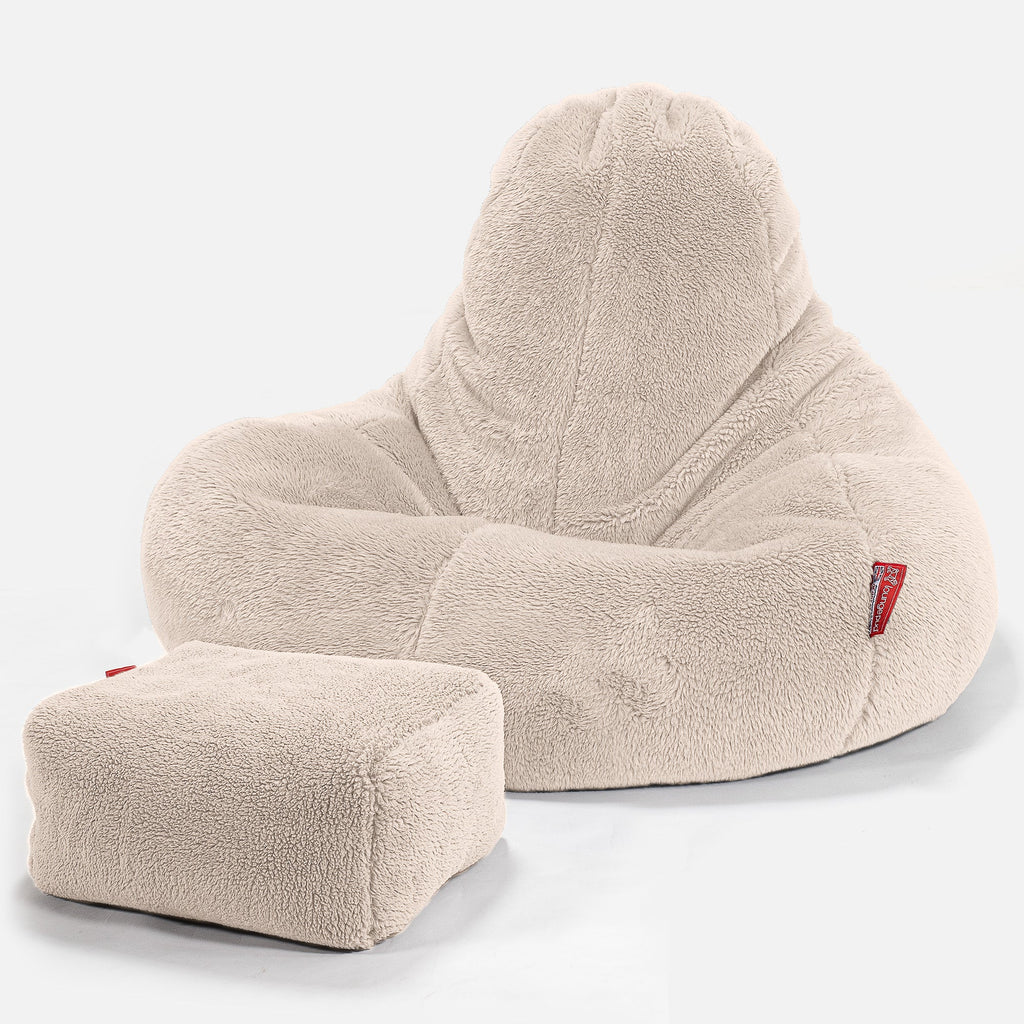 Ultra Lux Gaming Saccosekk-stol - Teddy-fuskepels Krem 02