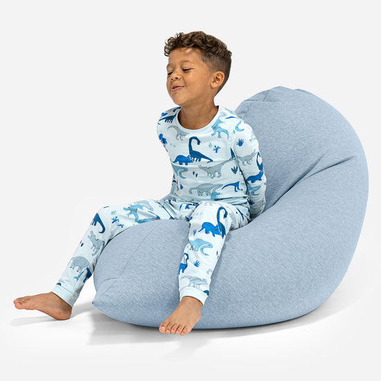 Høy Saccosekk for Barn 2-6 år - Elastisk Bomull Babyblå 01