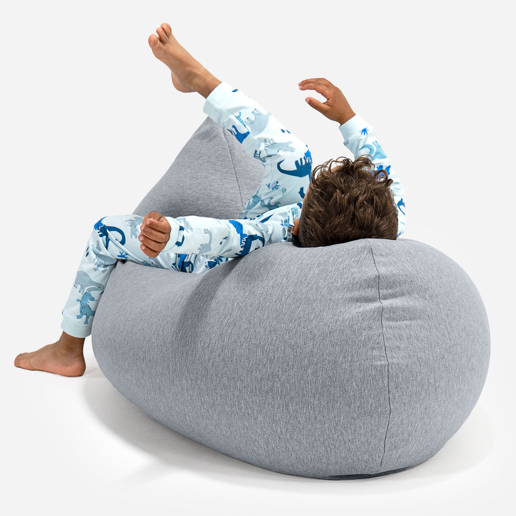 Høy Saccosekk for Barn 2-6 år - Elastisk Bomull Lysegrå 04