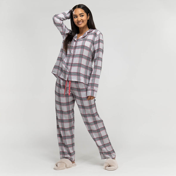 Pyjamas for Kvinner - Rutemønster Rosa 01