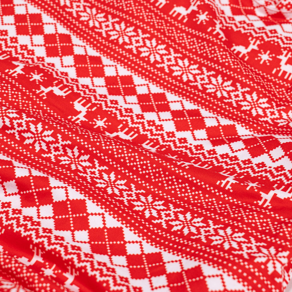Pyjamas i Jersey for Kvinner - Rød Fairisle 06