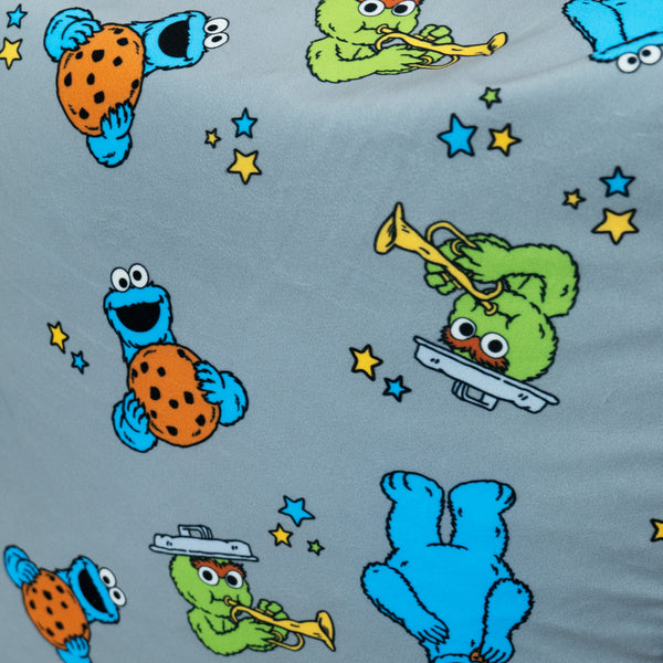 Saccosekk Sofa for Barn 1-5 år - Kakemonsteret & Oscar The Grouch Fabric Close-up Image