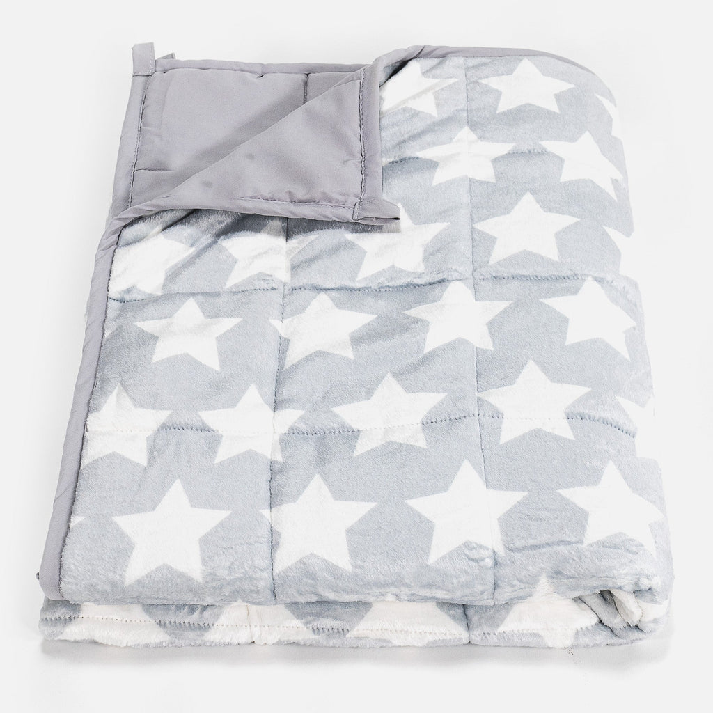 Vektpledd for Barn - Flanellfleece Grå Stjerne 01