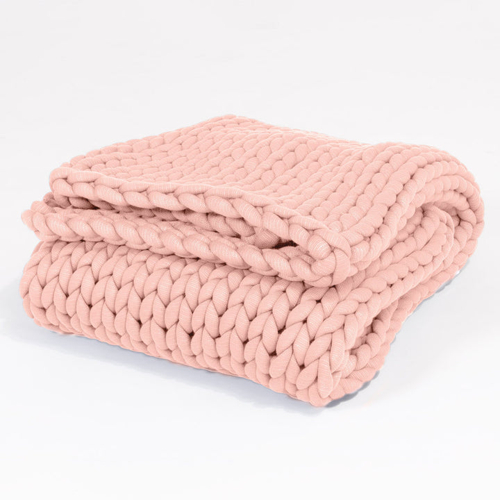 Vektpledd for Voksne - Grovstrikket Støvete Rosa 01